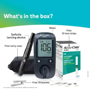 Accu-Chek Active Blood Glucose Glucometer With  10 Strips - Image 2