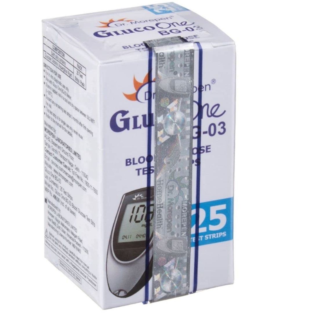 Dr. Morepen BG-03 Blood Glucose Test Strips, Pack of 25(No Glucometer)