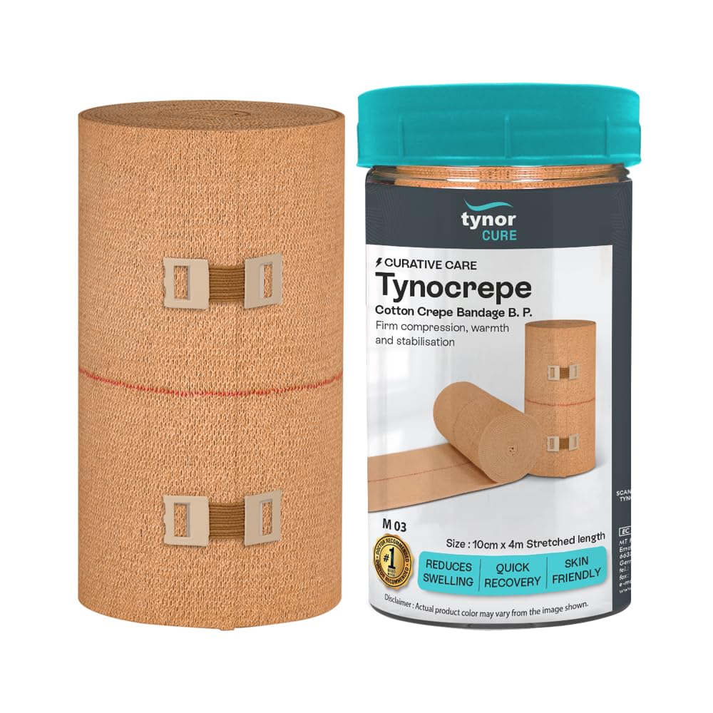 TYNOR Tynocrepe Cotton Bandage (10 cm x 4 m) – Elastic Adhesive Support Wrap